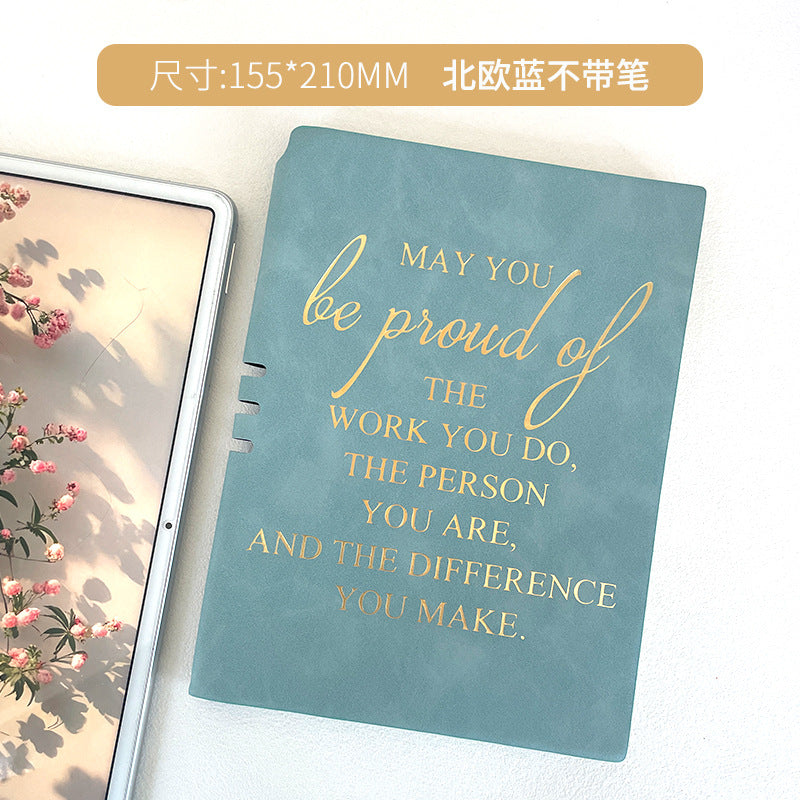 Wholesale ncentive Notebook with Pen Insertable Simple Leather-Covered High-Value Handbook Notepad