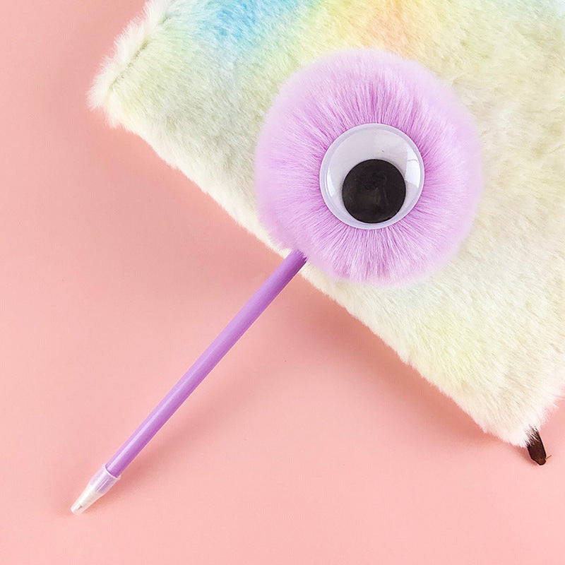 Wholesale Big Eyes Cute Fur Ball Plush Gel Pen