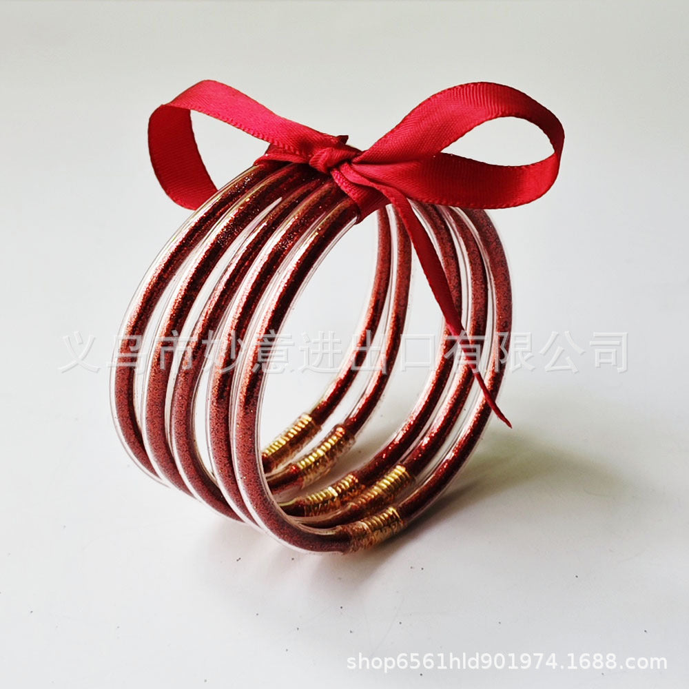 Wholesale Silicone Women's Bow Gold Powder Bracelet