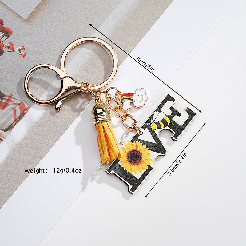 Llavero de girasol acrílico al por mayor