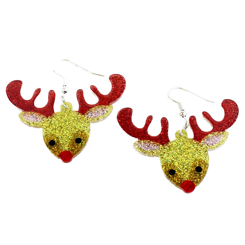 Wholesale 2pcs Source: Christmas Shiny Girls Party, Gingerbread People, Colored Lights, Snowflake Earrings