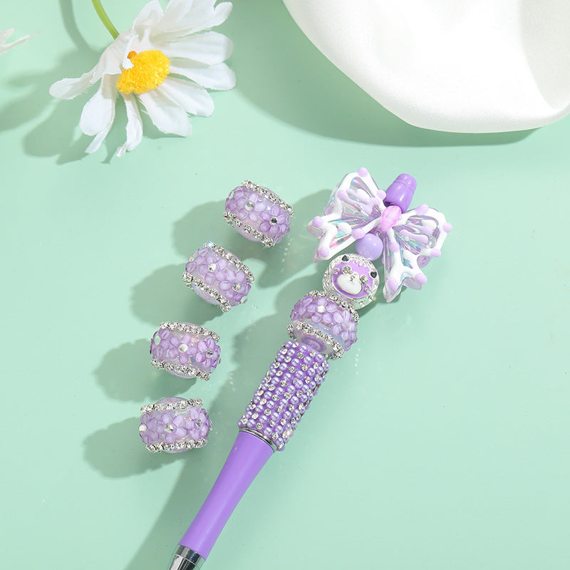 Wholesale 10pcs Heavy Industry Sakura Diamond Straight Hole Handmade Beads