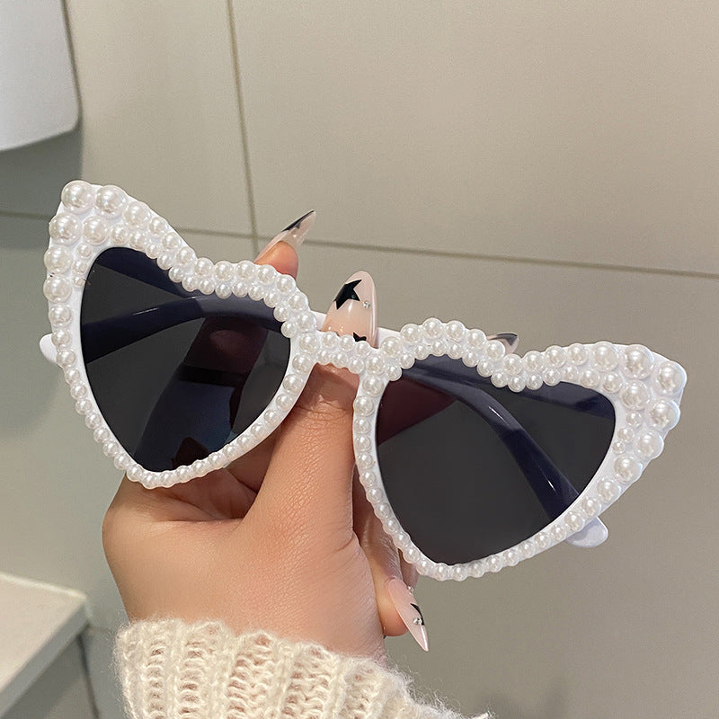 Wholesale Heart shaped Party Love Pearl Sunglasses