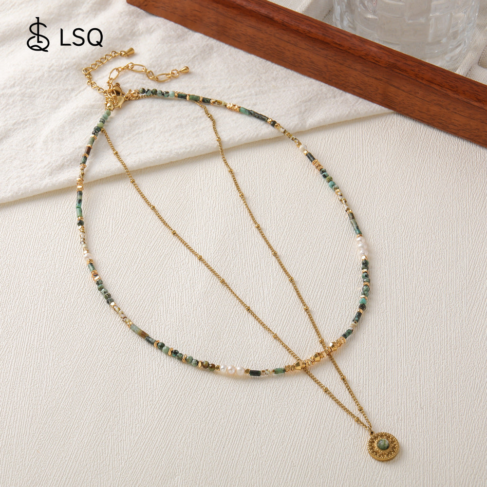 Wholesale New Natural Freshwater Pearl Turquoise Handmade Beaded Necklace Original Design