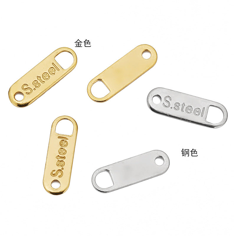 Wholesale 50PCS/PACK Stainless Steel DIY Bracelet Necklace Hang Tag 18k Vacuum Plated Tail Chain Lettering Disc