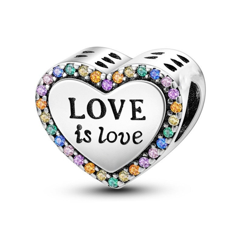 Wholesale  Colorful Zirconium Love Beaded Charms