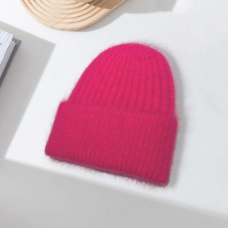 Wholesale Rabbit Fur Girls Knitted Long Plush Hat