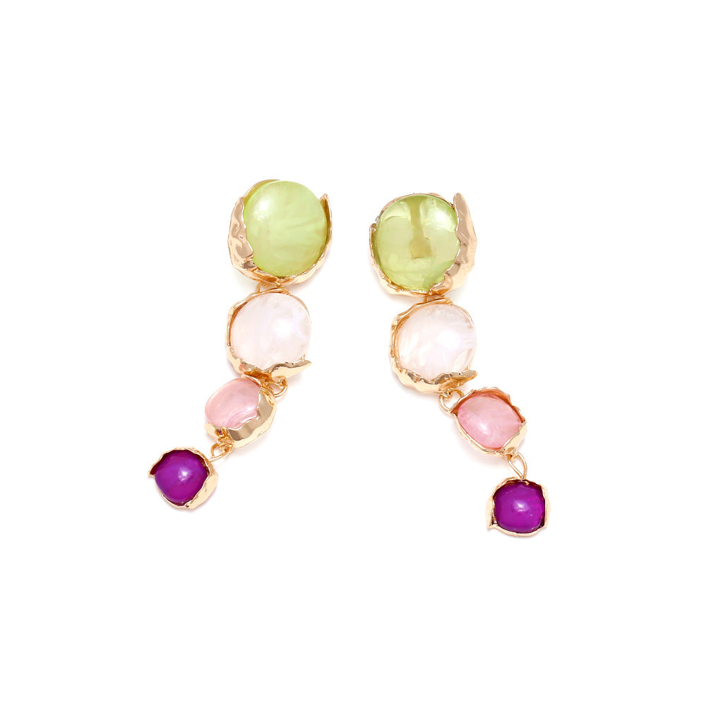 Wholesale Long Round Translucent Resin Earrings