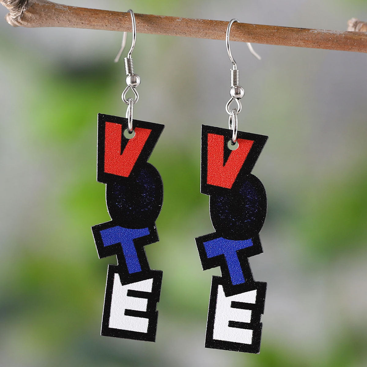 Wholesale Independence Day Letters VOTE Personalized Double Sided Wooden Earrings