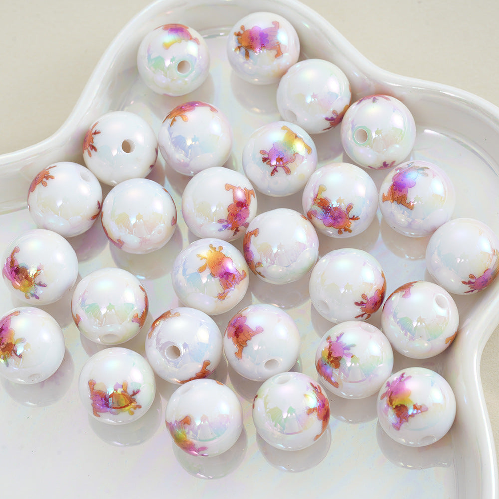 Wholesale 10pcs Christmas Deer Perforated Beads Decorative Beads Acrylic Beads