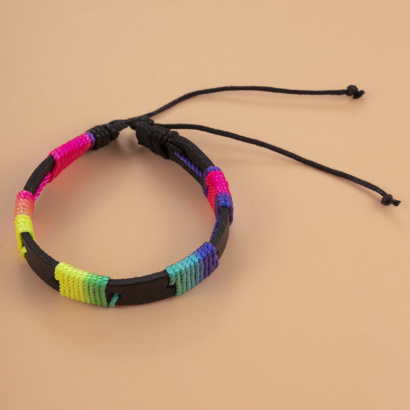 Wholesale Multicolor Rainbow Hand Woven Bracelet