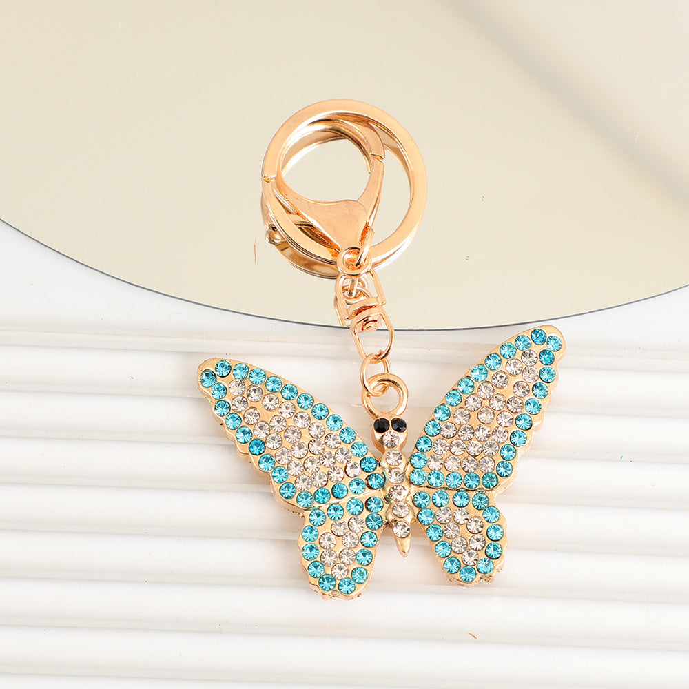 Wholesale Colorful diamond studded butterfly metal keychain