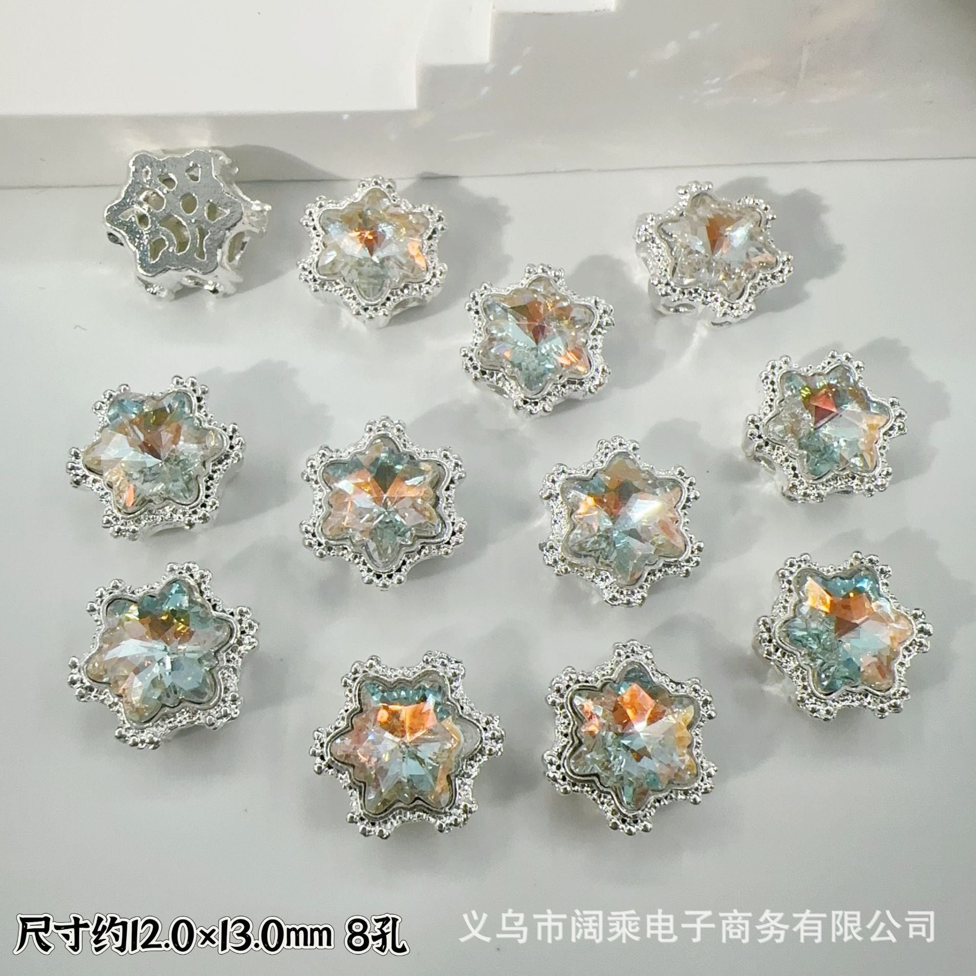 Wholesale 10pcs Multi-Color Eight-Hole Crystal Glass Snowflake Diamond Spacer Beads