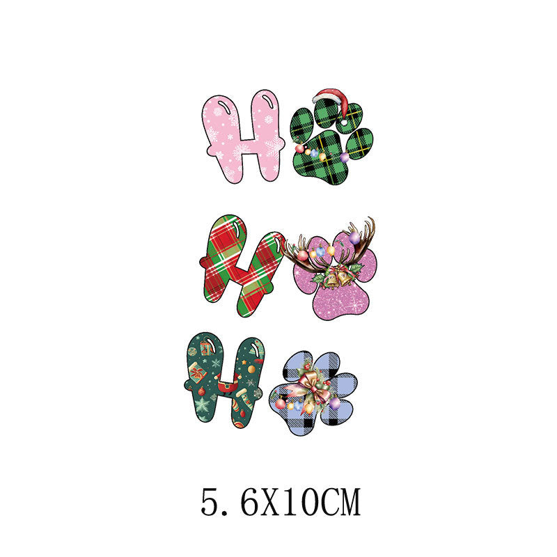 Wholesale 5pcs/pack  Pink Christmas Cartoon House Heat Transfer Pattern Clothing Sticker   UV DTF Ready to Press Transfers Wraps
