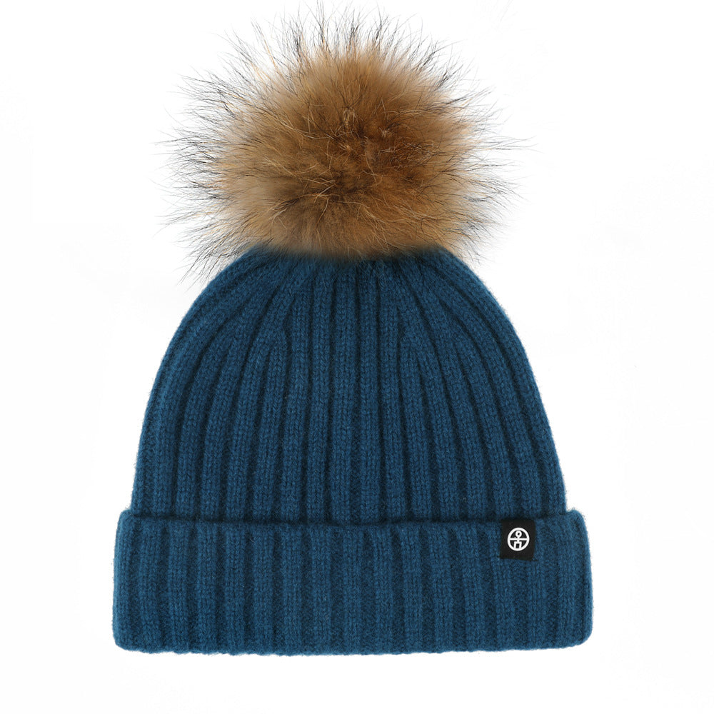 Wholesale Solid Color Wool Ball Knitted Hat Winter Woolen Hat