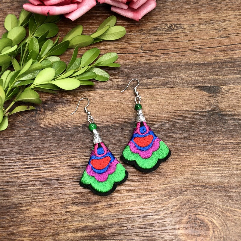 Wholesale Embroidery Flower Fabric Earrings