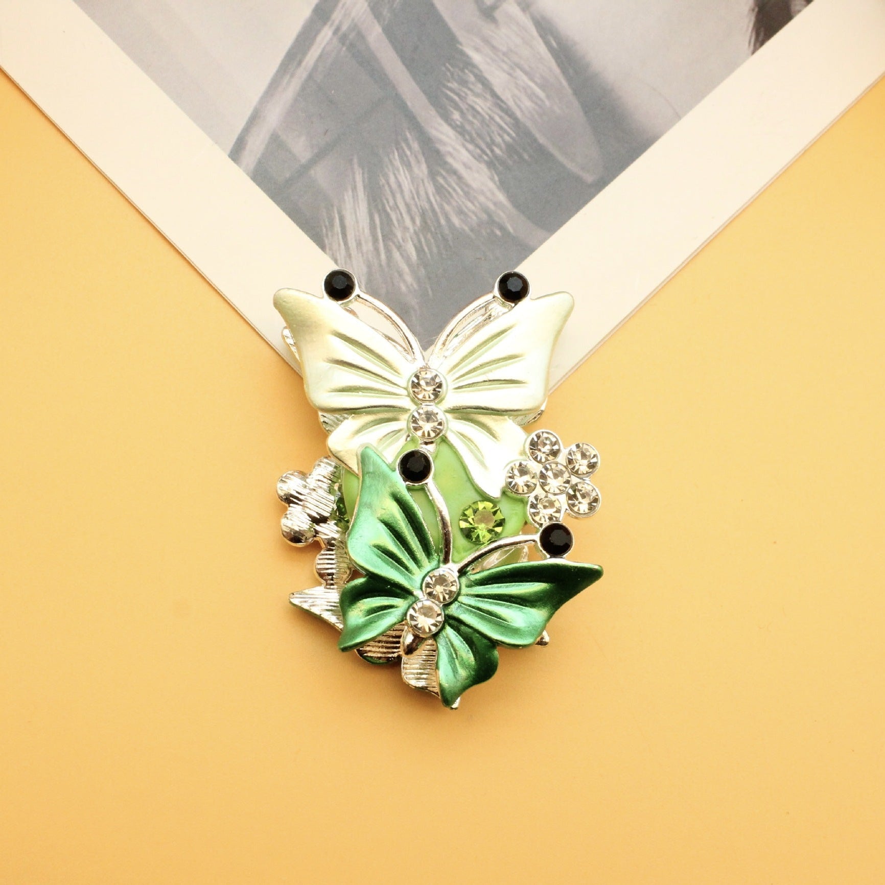 Wholesale Multicolor Double-Sided Rhinestone Butterfly Straight Hole Bead