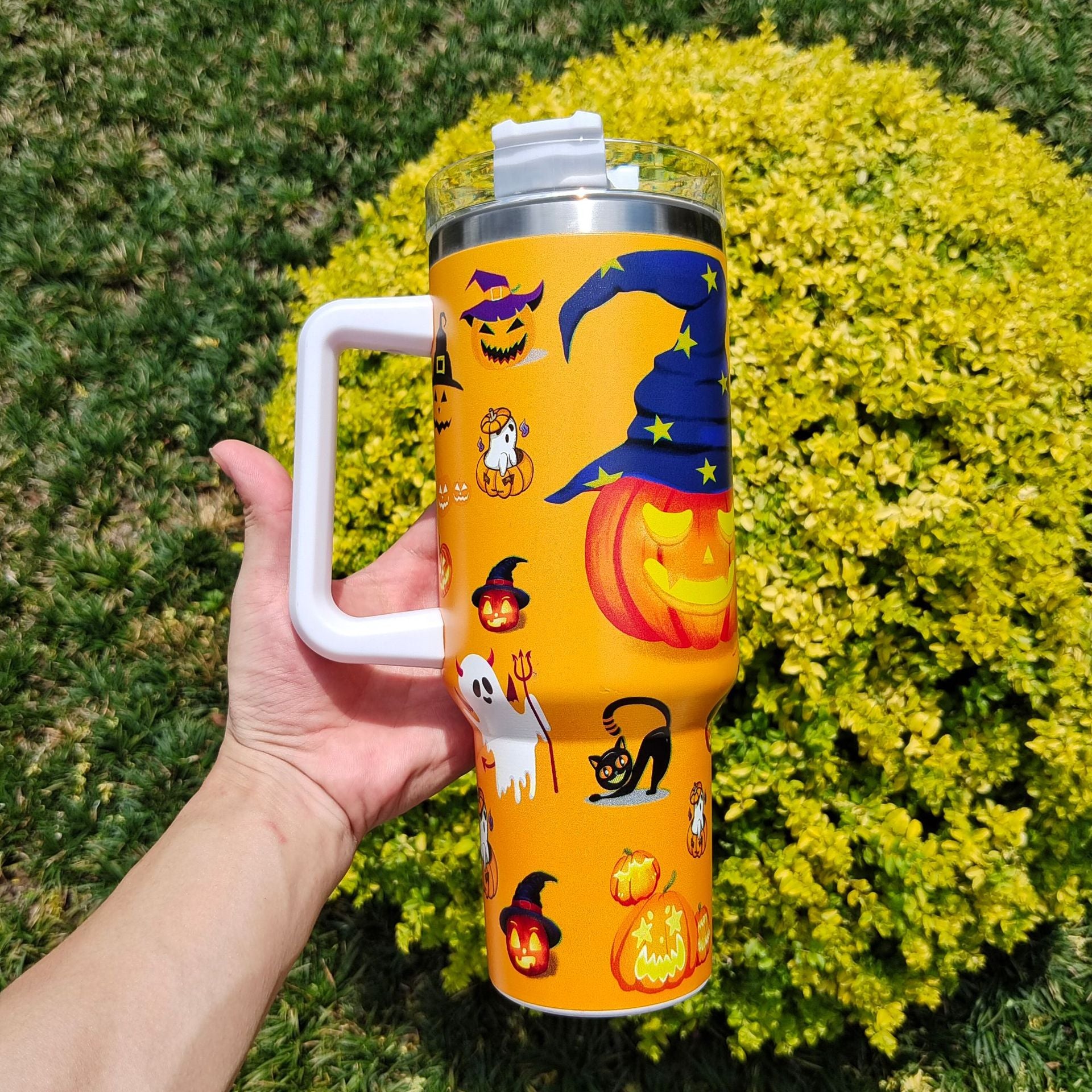 Wholesale Tumbler Halloween Sunflower Double Layer Stainless Steel Ice Bullies Cup