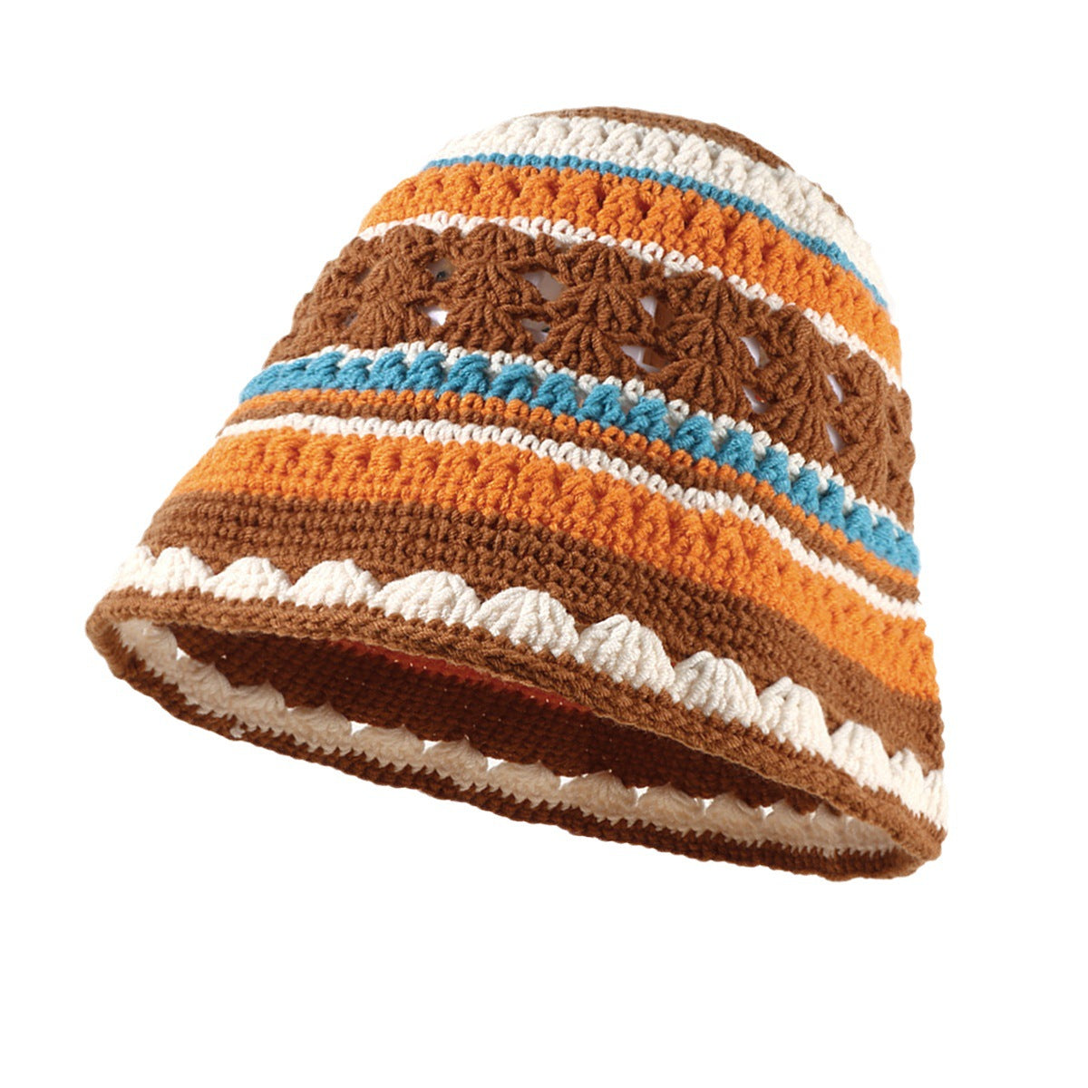 Wholesale New Striped Hand-woven Hollow Milk Cotton Bucket Hat