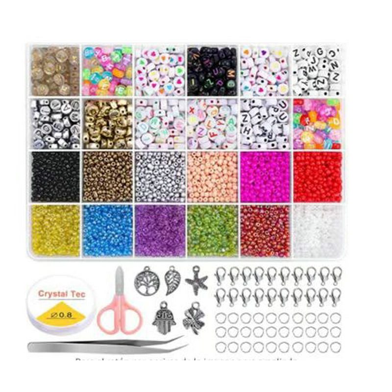 Wholesale DIY puzzle  Beaded 28 Boxed Set of Solid Color Paint Glass Beads DIY Bracelet Necklace Accessories Colorful Small Rice Beads