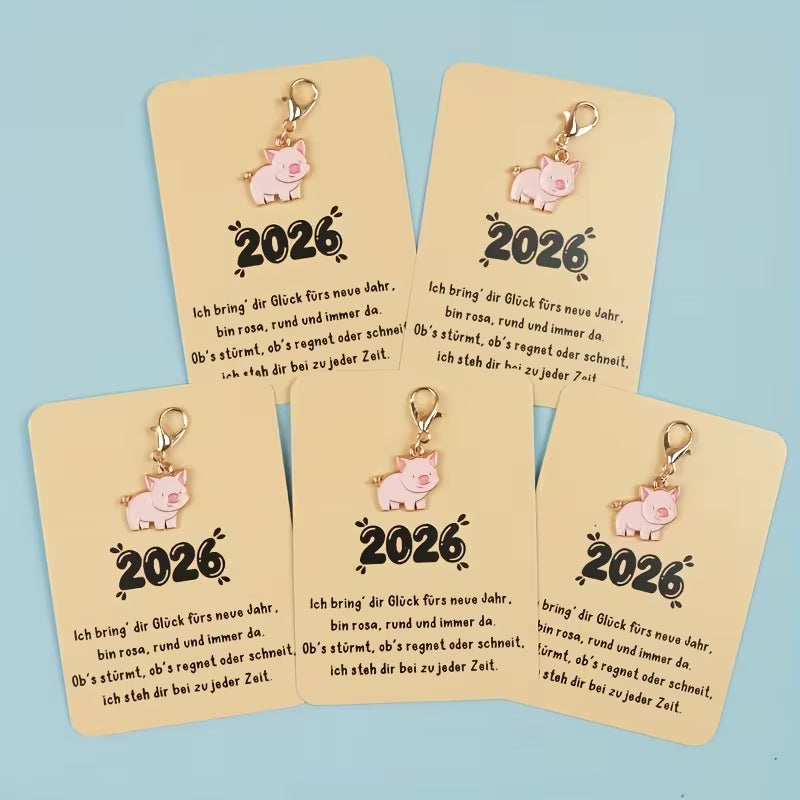 Wholesale German Blessing Card Cute Cartoon Piggy Keychain