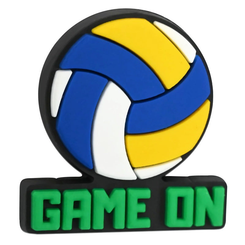 Wholesale Random 100pcs/pack PVC soft rubber perforated beaded accessories for ball sports series   Focal Beads