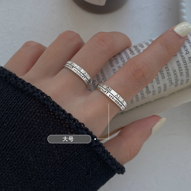 Wholesale Roman Numeral Ring Women's New Fashionable Cold Wind Men's Finger Ring Tanabata to Send Girlfriend Couple to Ring