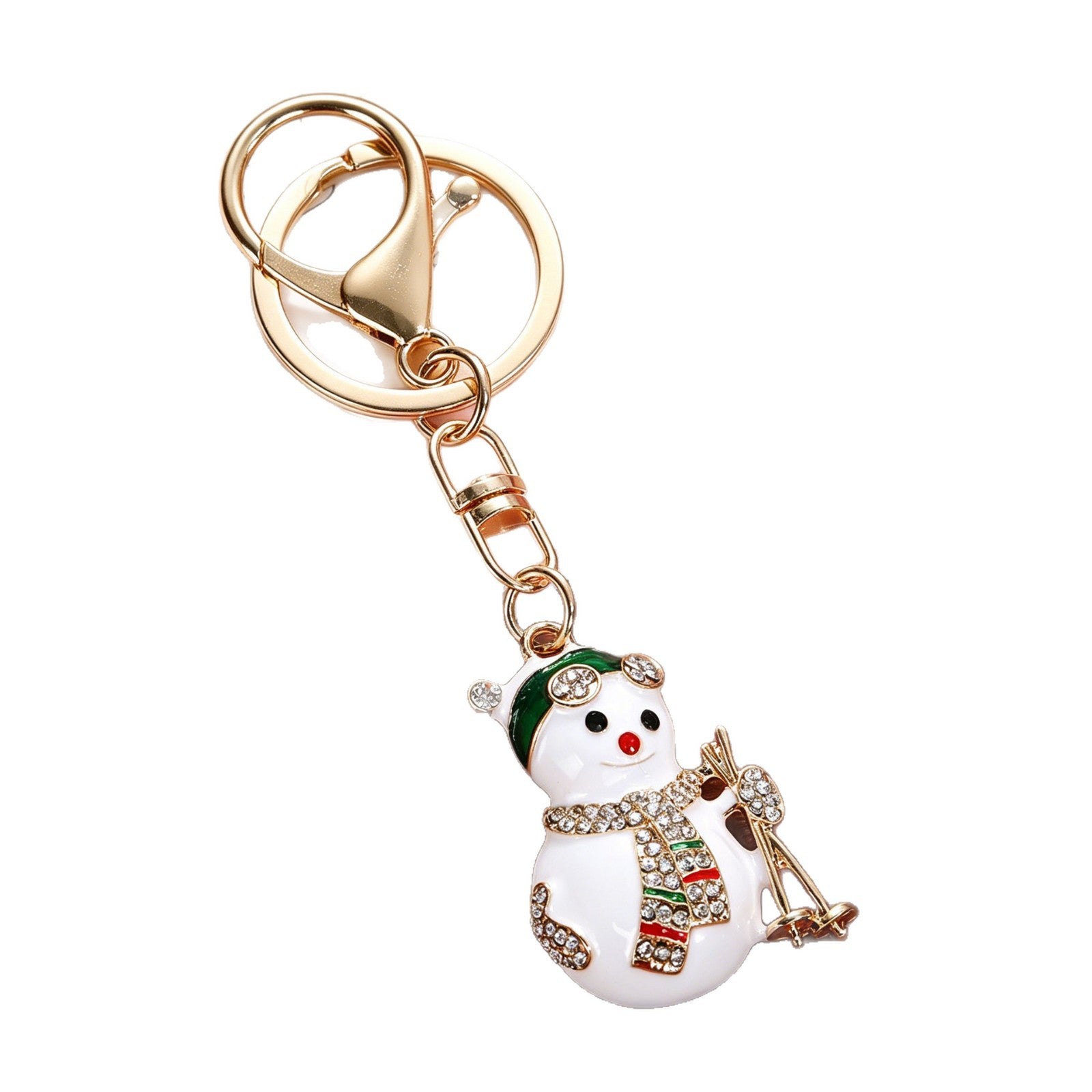 Wholesale Chic Christmas Themed Rhinestone Keychain Snowman Tree Sock Rabbit Car Key Accessory Zinc Alloy Gift Resale