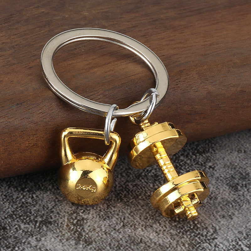 Wholesale Sports equipment weightlifting dumbbell Metal Keychain