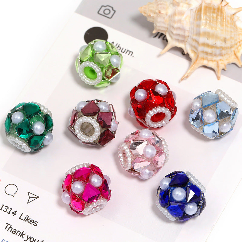 Wholesale 10pcs Colorful heart-shaped pearl flower ball beads