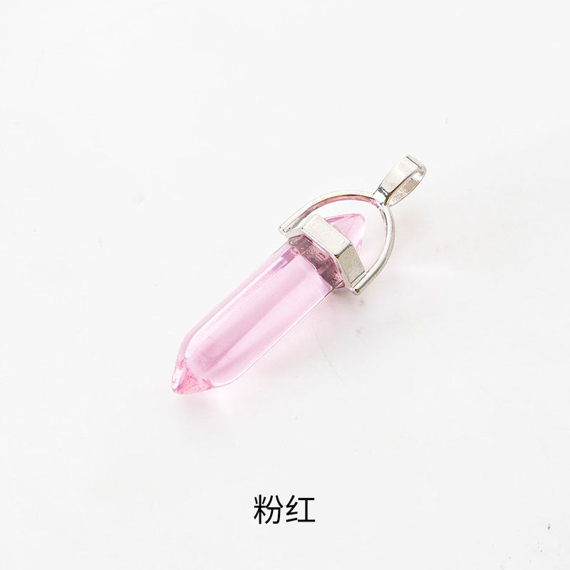 Wholesale Fashion Hexagonal Column Diamond Bullet Pendant Accessories Glass Pendant Glass Necklace Jewelry