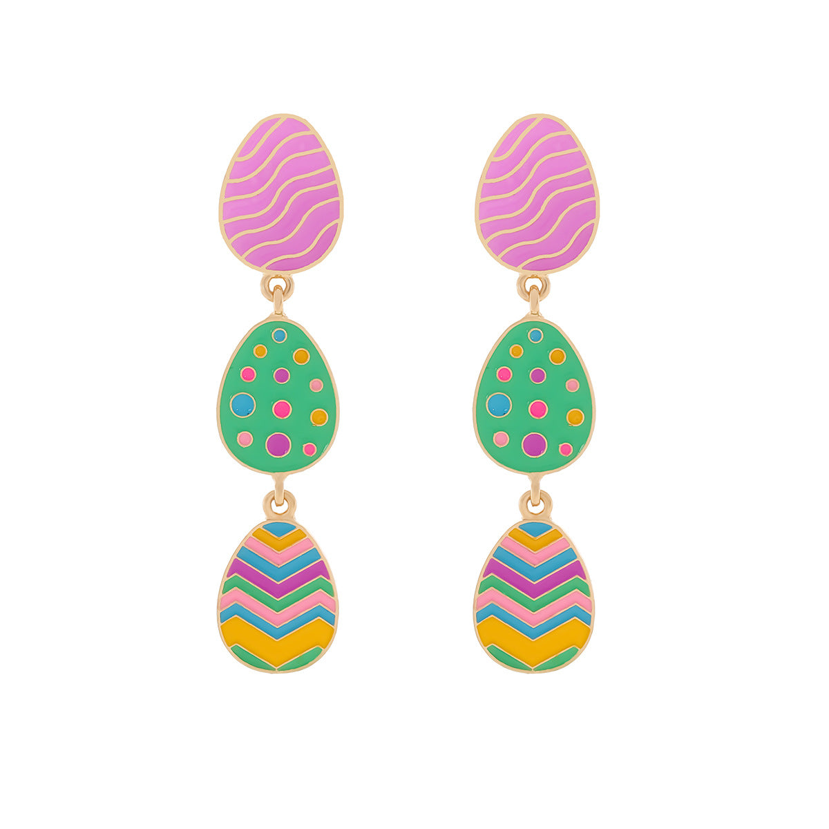 Wholesale Colorful three-layer Easter egg cute Easter Acrylic Earrings