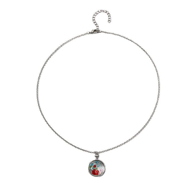 Wholesale Small Fresh Retro Colorful Crystal Rhinestone Glass Cover Pendant Clavicle Chain