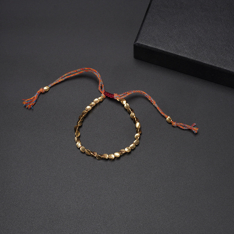 Wholesale Braided Special-shaped Copper Beads Pull Tassel Bracelet