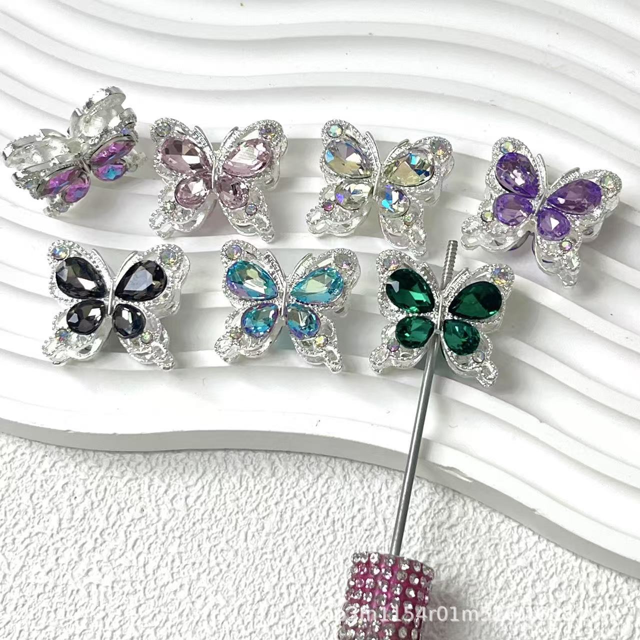 Wholesale  10pcs Double sided rhinestone butterfly alloy diamond ball beads