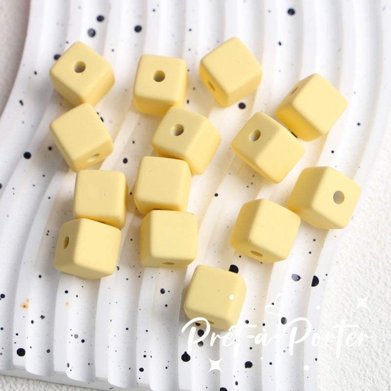 Wholesale 10pcs DIY Square Rubber Beads Macaron Color Square Beads