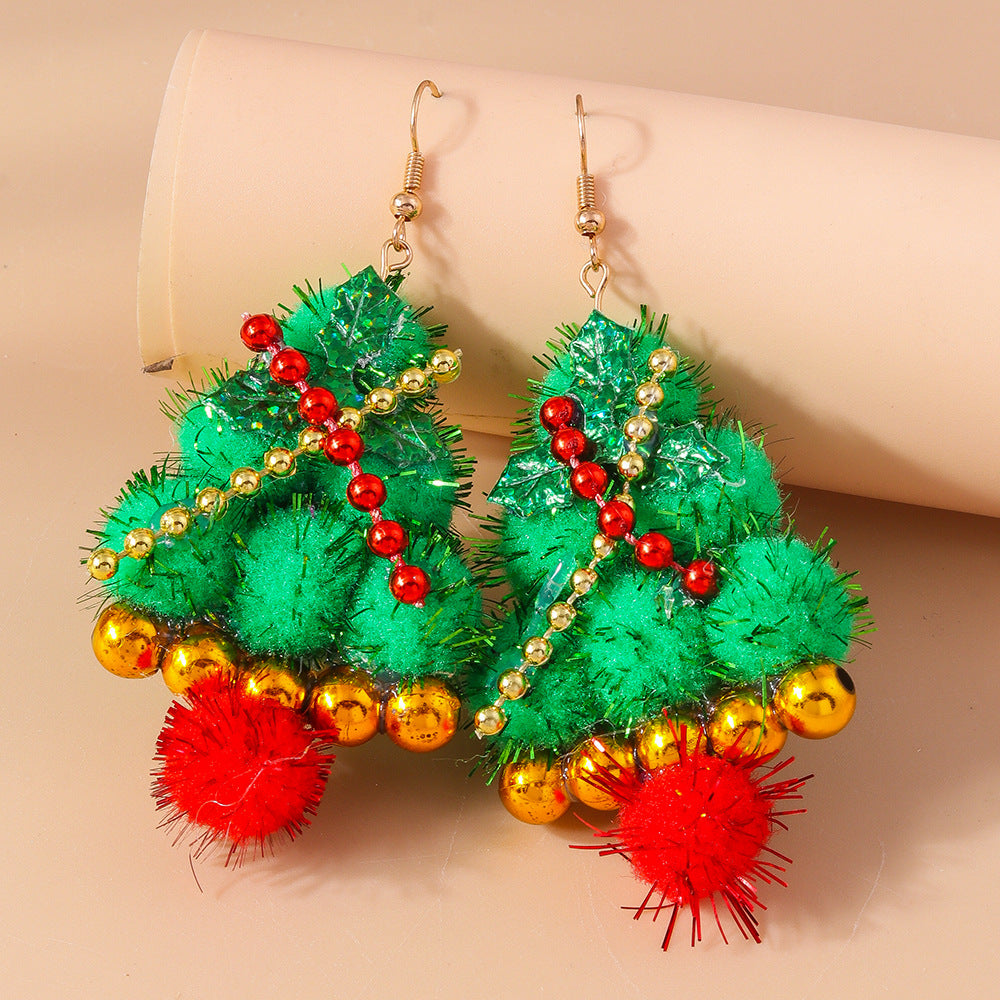Wholesale Christmas Tree Christmas Hat Earrings Personalized Hand Braided Earrings