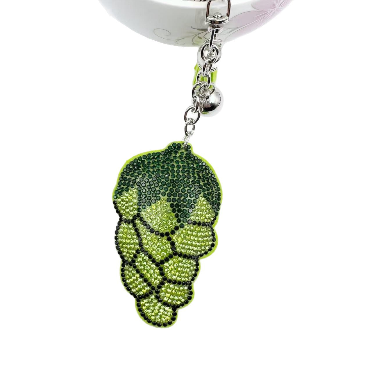 Wholesale Zinc Alloy Rhinestone Fruit Keychain Purple Boutique Resale Gift For Bags And