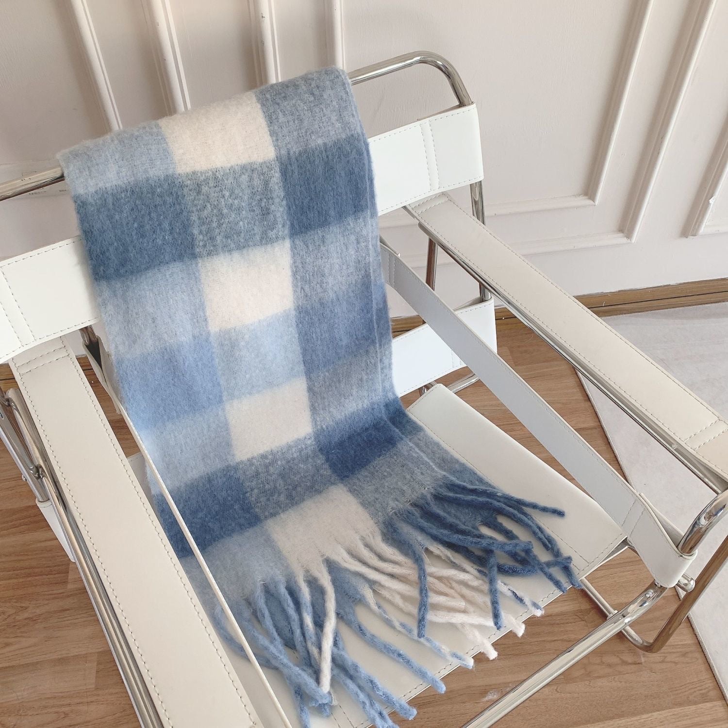 Wholesale Winter Long Thickened Warm Hoop Yarn Plaid Scarf