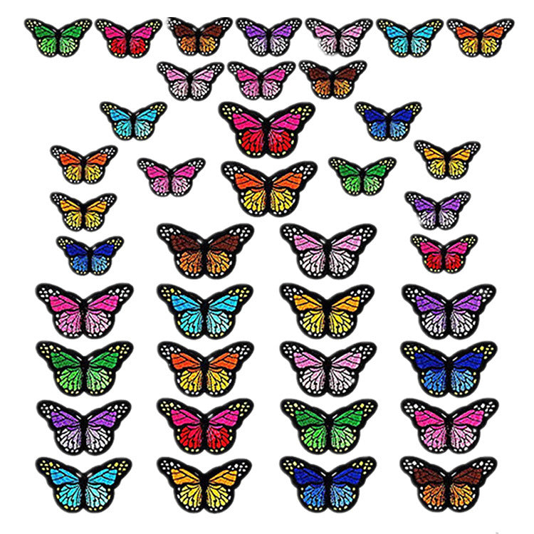 Wholesale Chic Polyester Embroidered Iron On Patches Assorted Butterfly Sunflower Designs For Clothing Craft Supply Resale