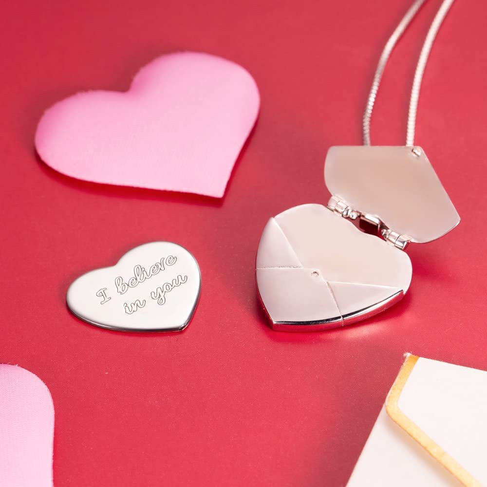 Wholesale Love Envelope Personalized DIY Engraving Openable Smooth Magnetic Heart-Shaped Necklaces