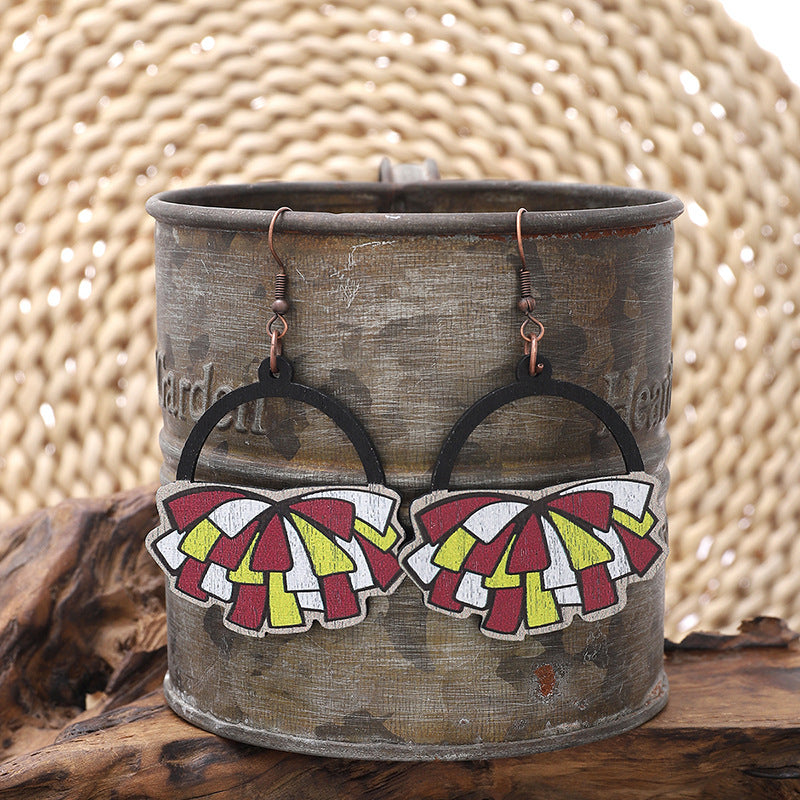 Wholesale Carnival Flower ribbon shape wooden earrings