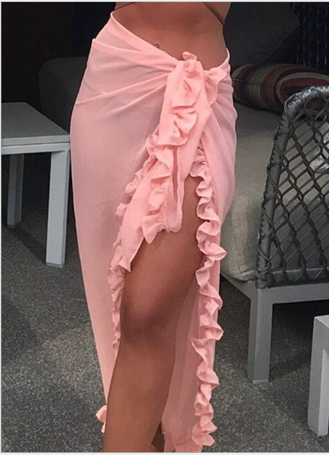 Wholesale Outdoor Sun Protection Ruffle Chiffon Skirt