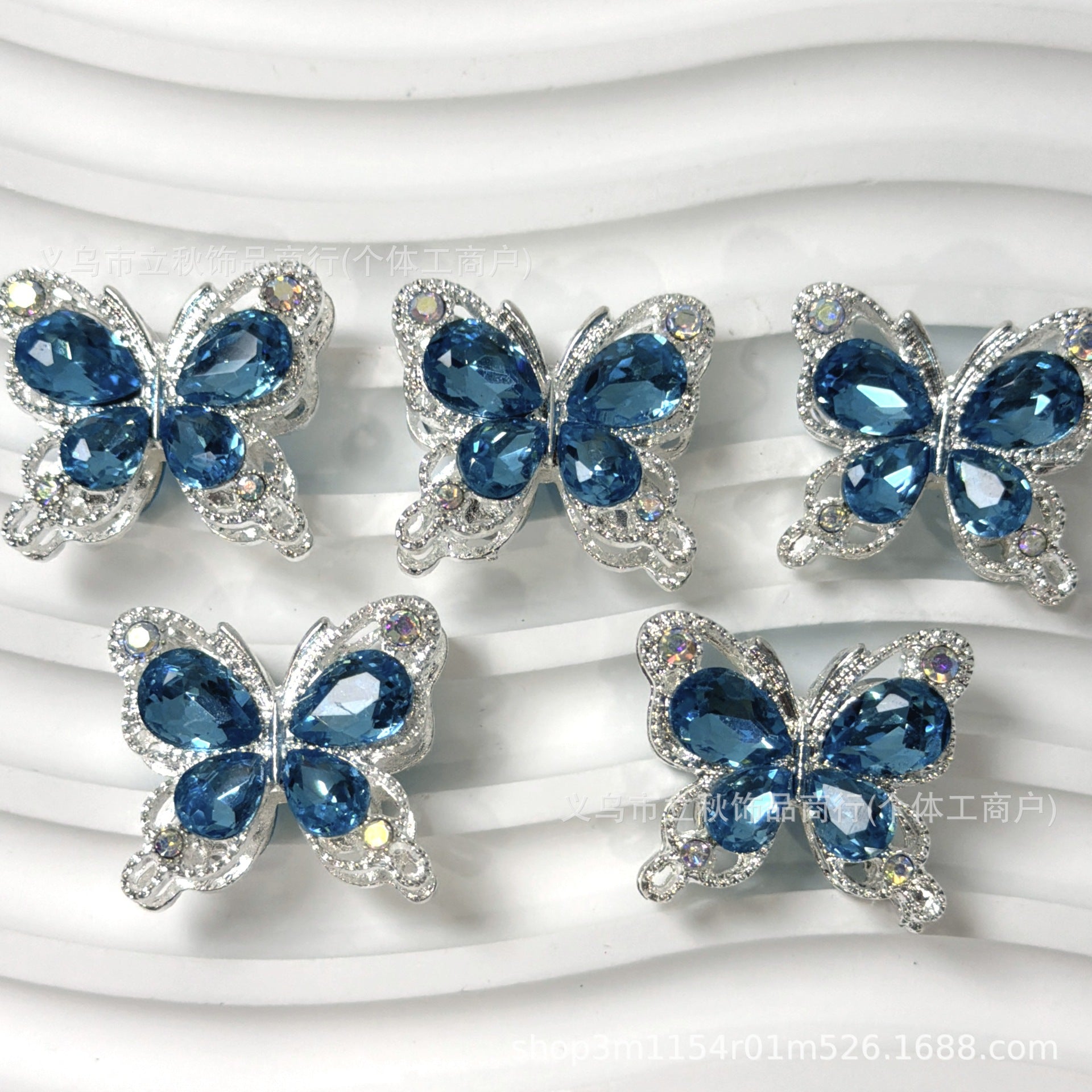 Wholesale  10pcs Double sided rhinestone butterfly alloy diamond ball beads