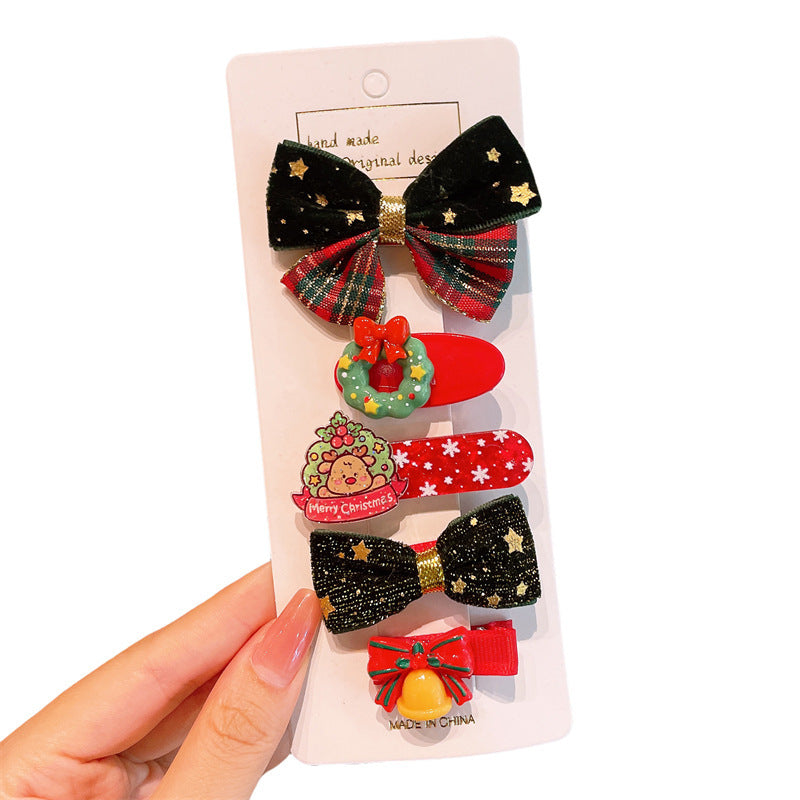 Wholesale Children's Red Bow Christmas Snowman Holiday Dress Up Hair Clips
