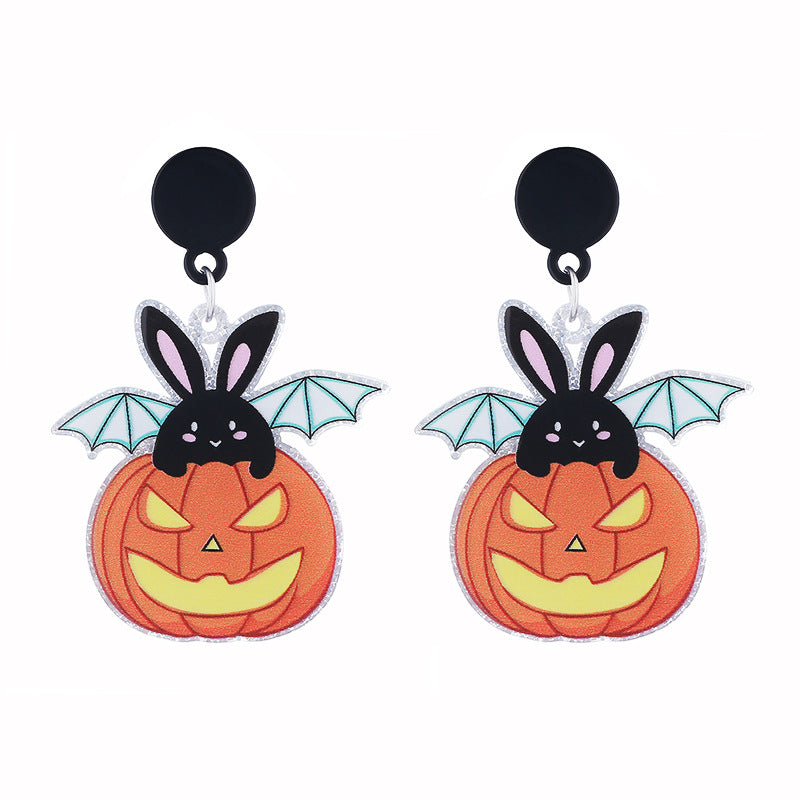 Wholesale  series acrylic earrings ghost pumpkin cartoon bat