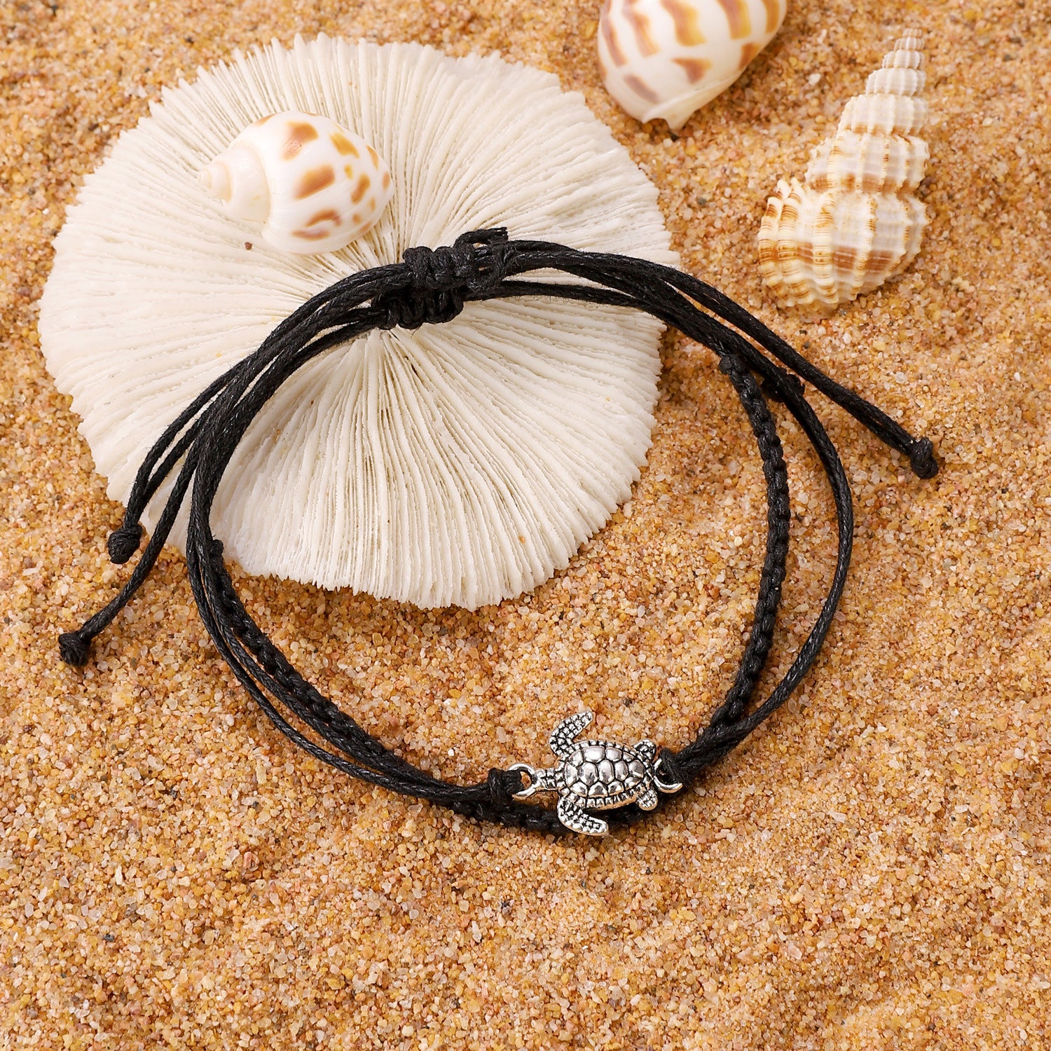 Wholesale Retro Handmade Turtle Anklet Antique Silver Beach Fashion Accessory Gift For Women