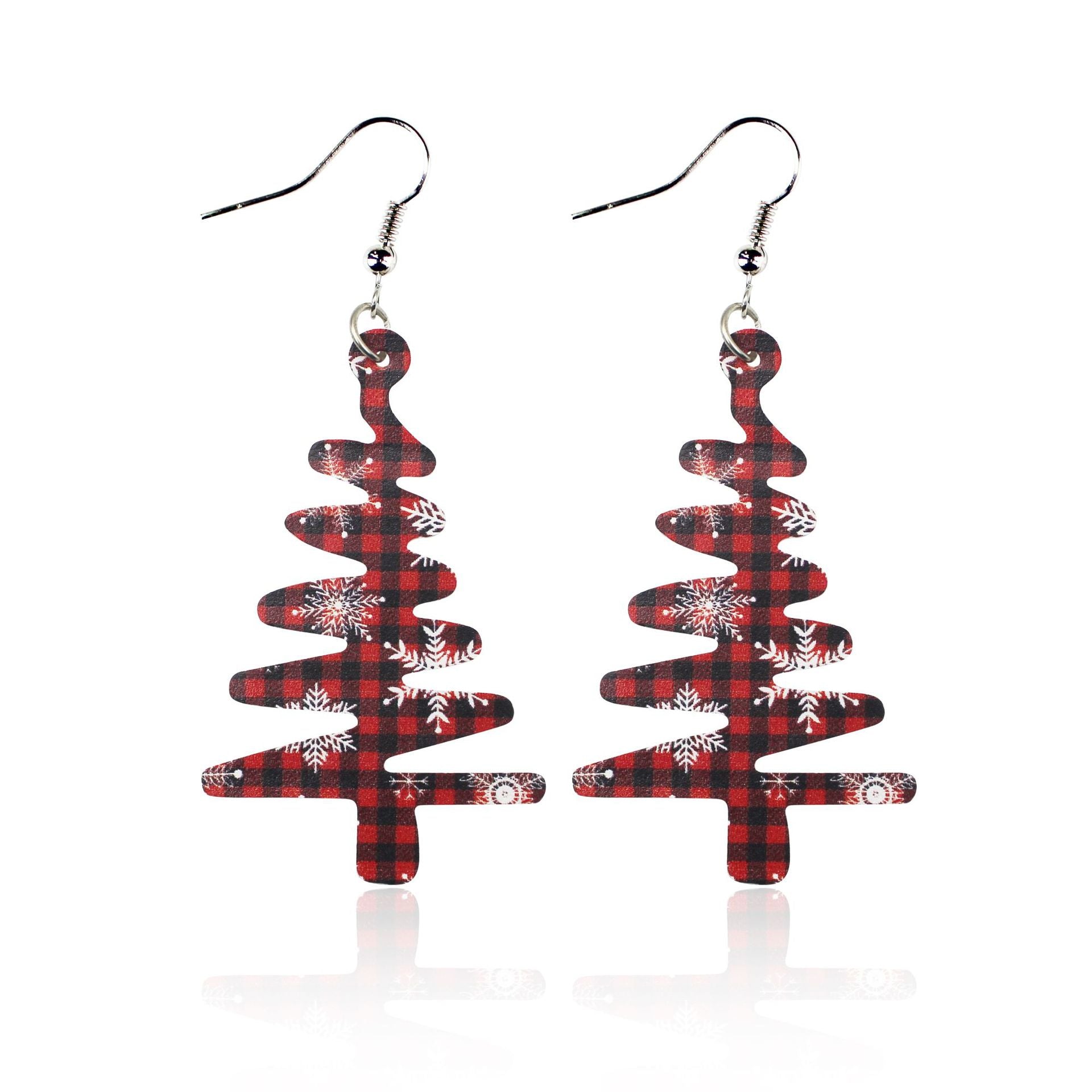 Wholesale Christmas Tree Snowflake Leather Earrings