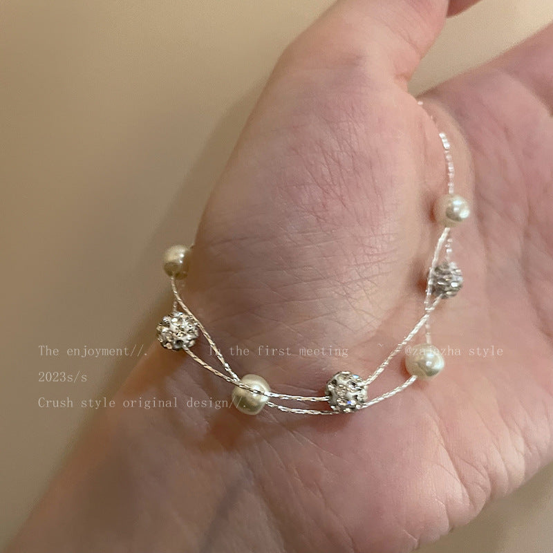 Wholesale Gypsophila Double Layer Pearl Bracelet