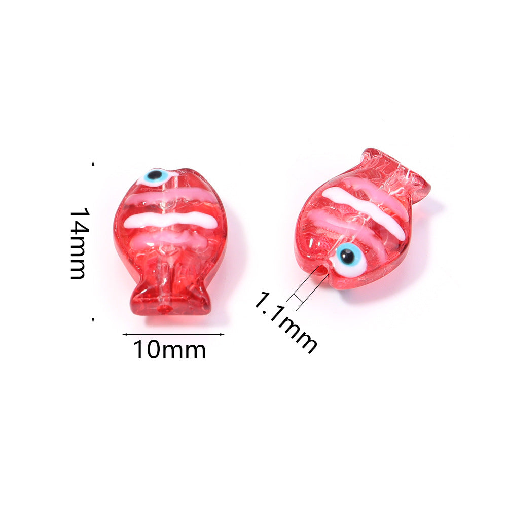 Wholesale 10pcs Ocean Cute Glass Hand-Painted Fish Beads